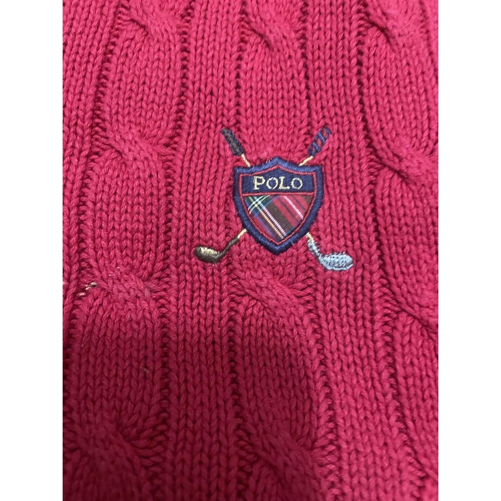 Polo Ralph Lauren Sweater Vest Mens XL Cable Knit Golf Crest V Neck - Picture 4 of 11